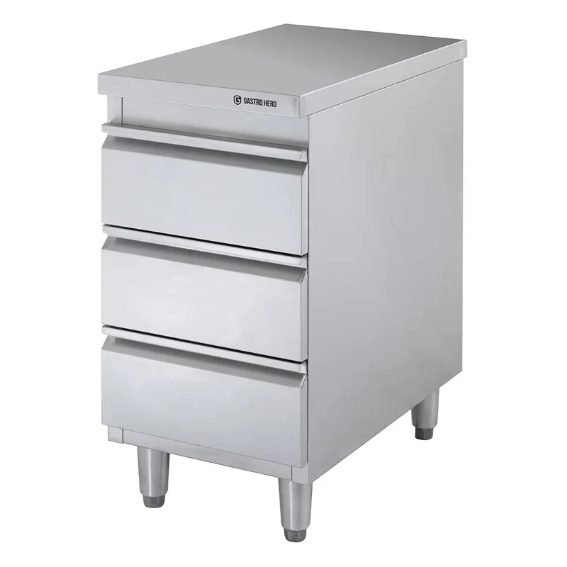 Meuble à tiroirs en acier inoxydable BASIC, 3 tiroirs, unité 700, AISI 201