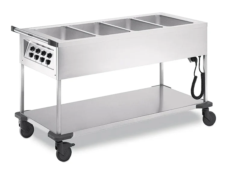 B.PRO Chariot de distribution SAW 4, 4x GN 1/1-200, chauffable en bain-marie + à sec