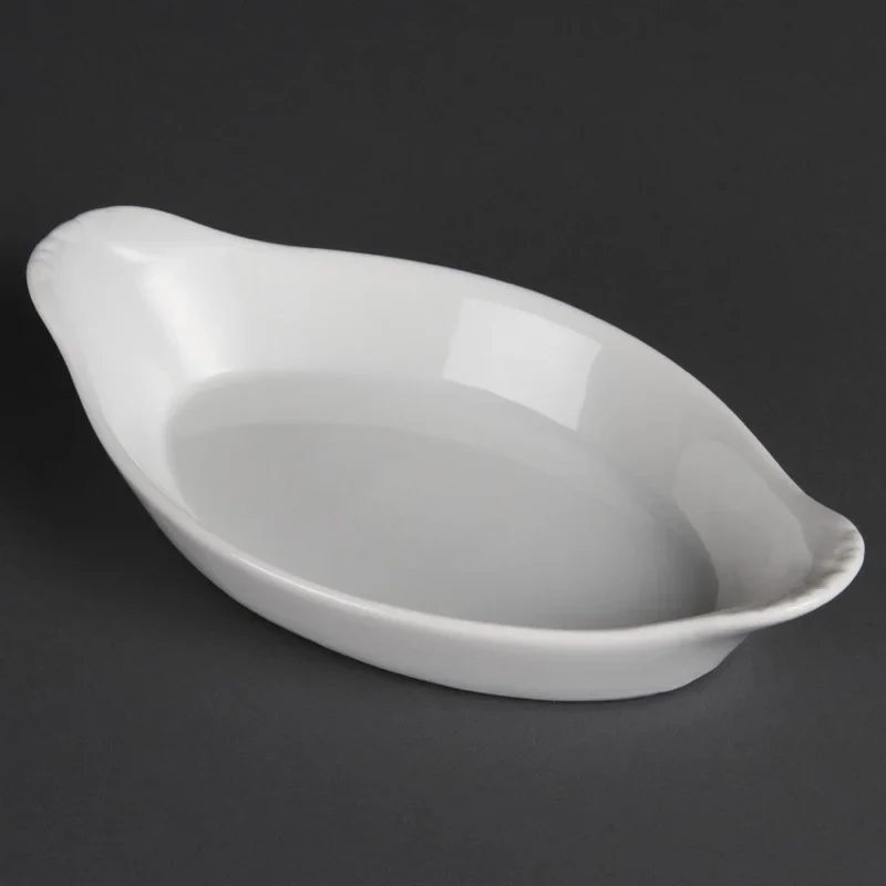 Olympia Whiteware plats à gratin ovales blancs 204 x 115 mm - 6 pcs
