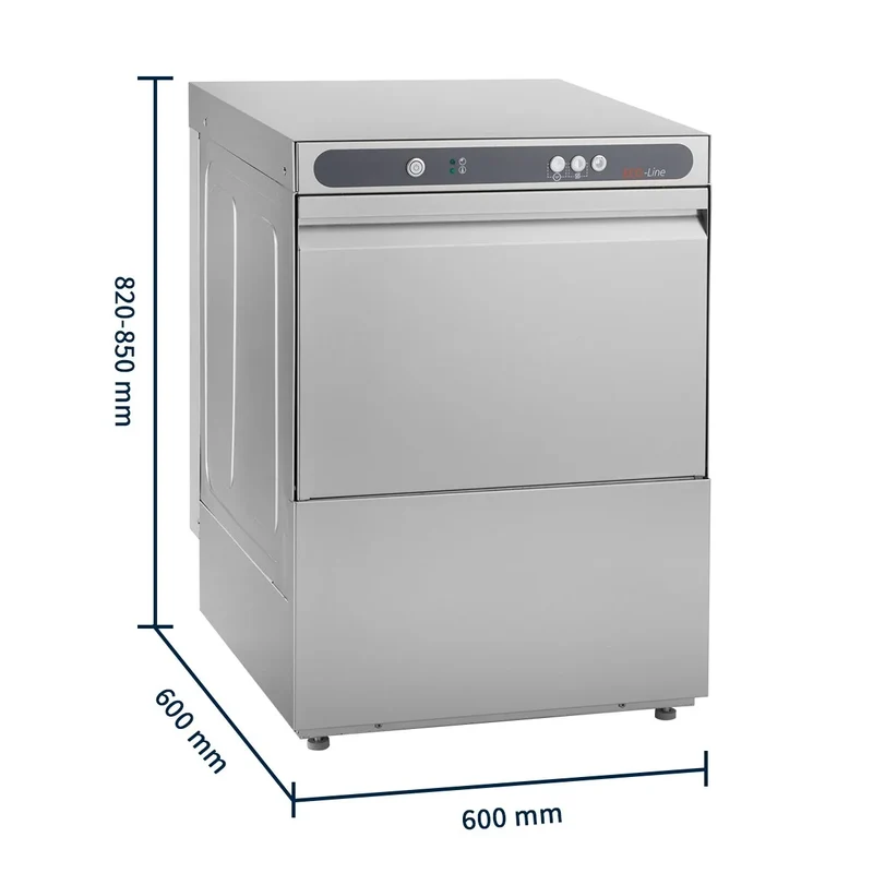 Lave-vaisselle ECO panier 50x50 cm, avec doseur de détergent & de produit de rinçage, avec pompe de vidange & adoucisseur, Fabriqué en Europe, 400 V