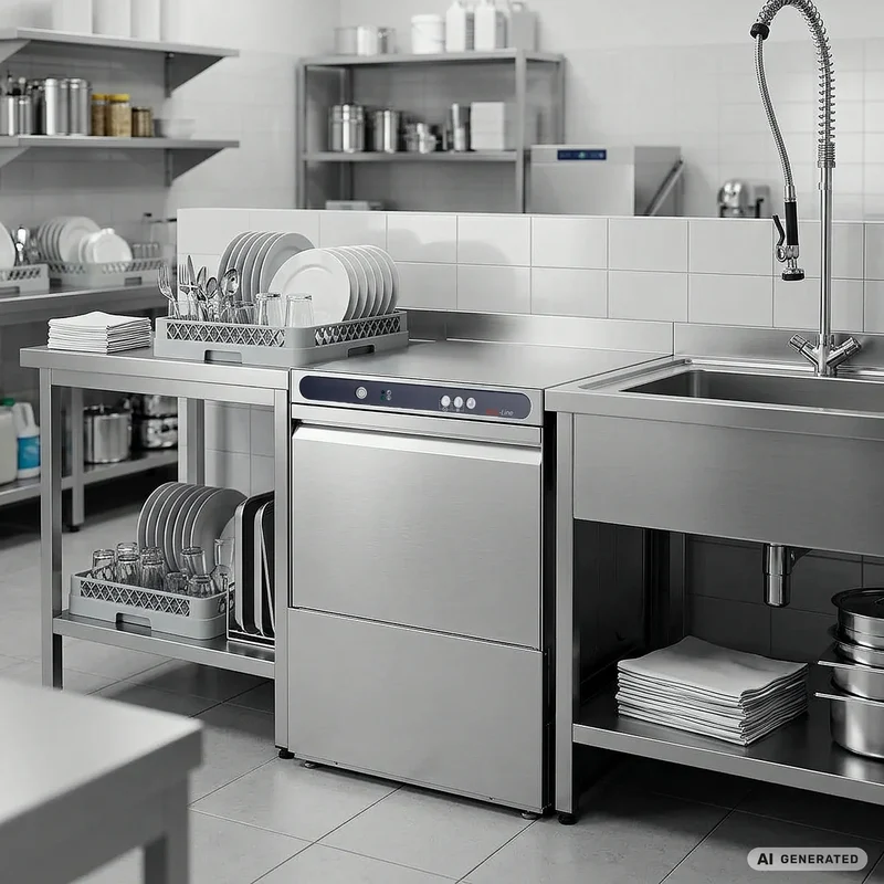 Lave-vaisselle ECO panier 50x50 cm, avec doseur de détergent & de produit de rinçage, avec pompe de vidange & adoucisseur, Fabriqué en Europe, 400 V
