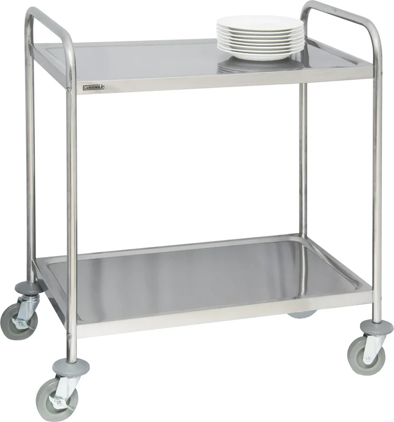 Chariot en acier inoxydable 2 plateaux
