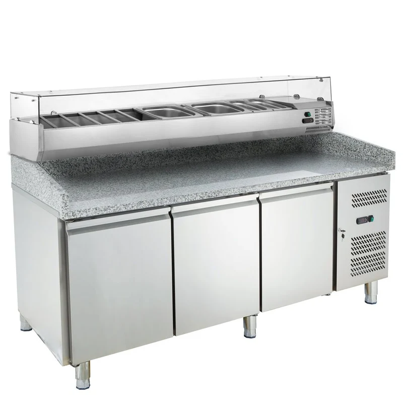 Table pizzaïolo ECO 3/0 avec présentoir réfrigéré ECO 10 x GN 1/4