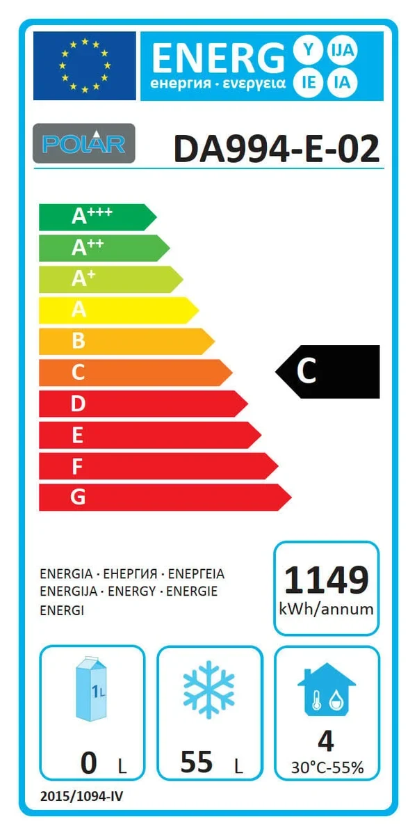 Table réfrigérée et de congélation basse Polar Série U avec 1 tiroir 2x GN