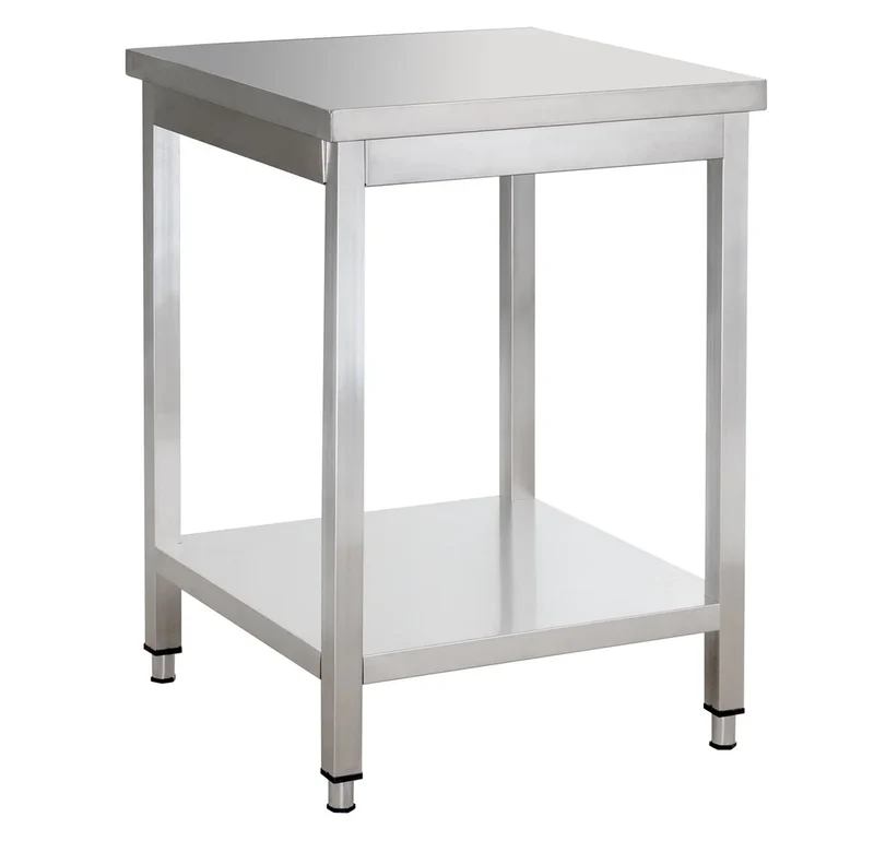 Table de travail en inox Basique 7x7 avec étagère inférieure, à monter soi-même