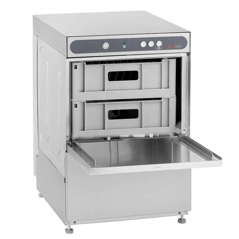 Lave-verres ECO 40 x 40 cm (panier), avec doseur de détergent & doseur de produit de rinçage, avec pompe de vidange & adoucisseur, Fabriqué en Europe, 230 V