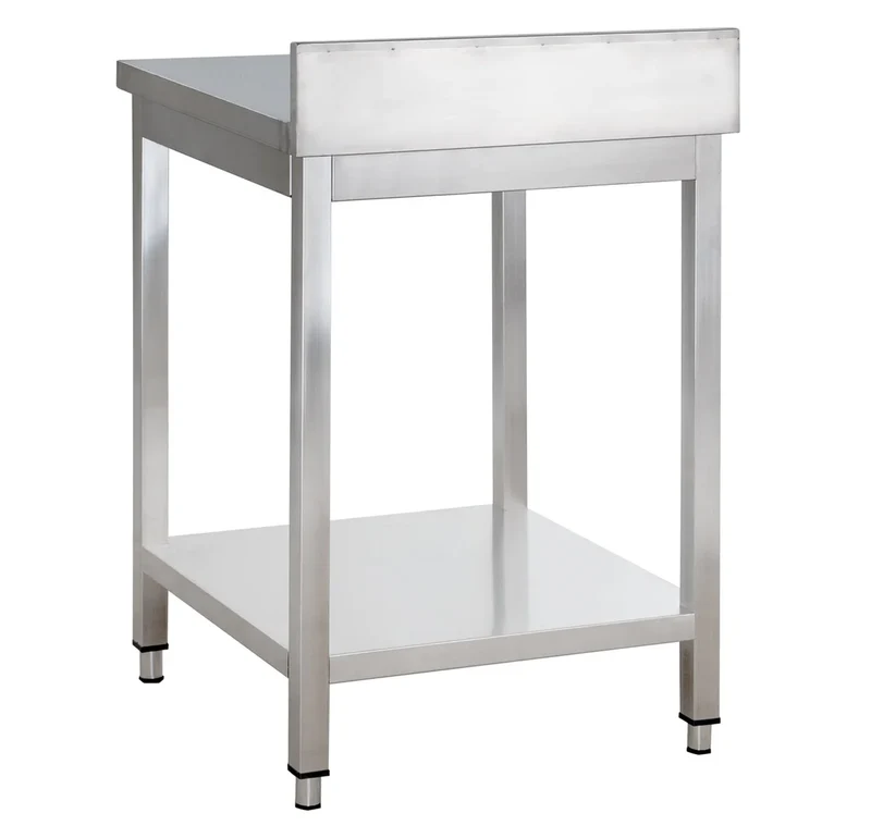 Table de travail en inox Basique 6x6 avec étagère inférieure et dosseret