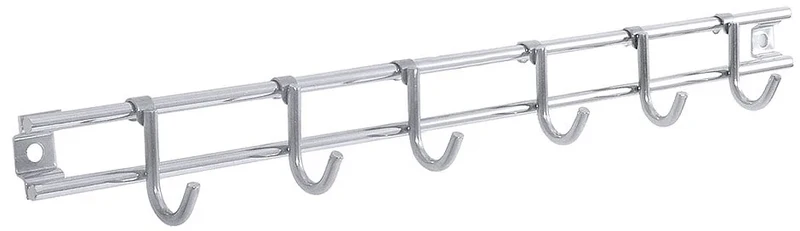 Barre de suspension brillante, à fixer au mur, 10 crochets, longueur 70 cm
