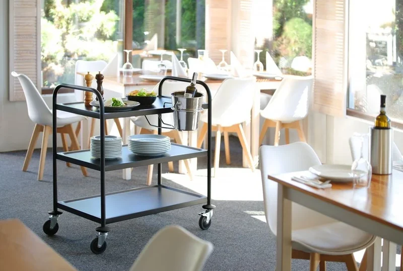 Chariot de service noir mat 3 plateaux