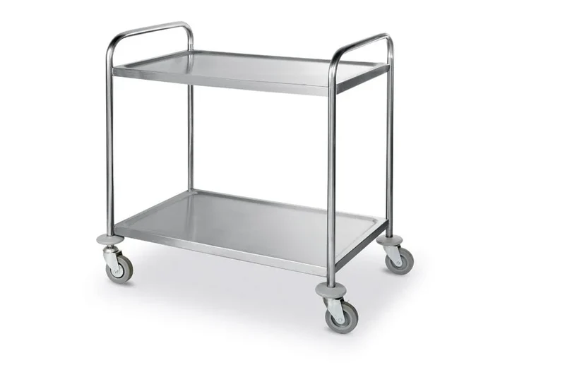 Chariot de service en inox - 910 x 590 x 950 mm avec 2 plateaux