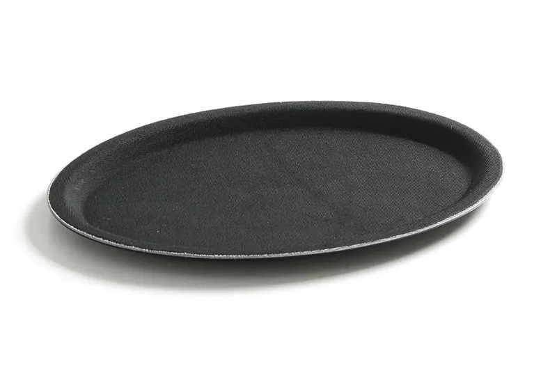 Plateau de service Rubberform ovale, noir, 210 x 290 mm