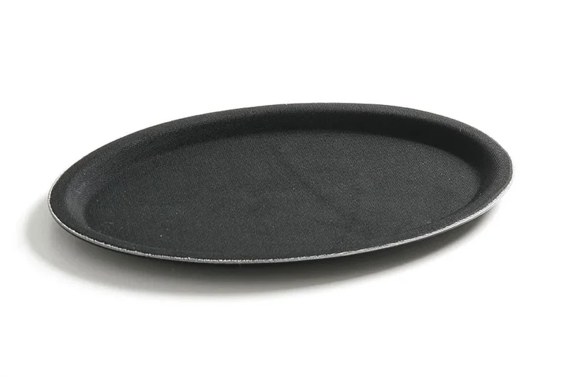 Plateau de service Rubberform ovale, noir, 325 x 530 mm