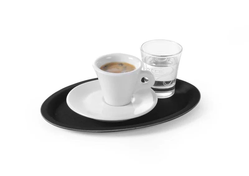 Plateau de service Rubberform ovale, noir, 325 x 530 mm
