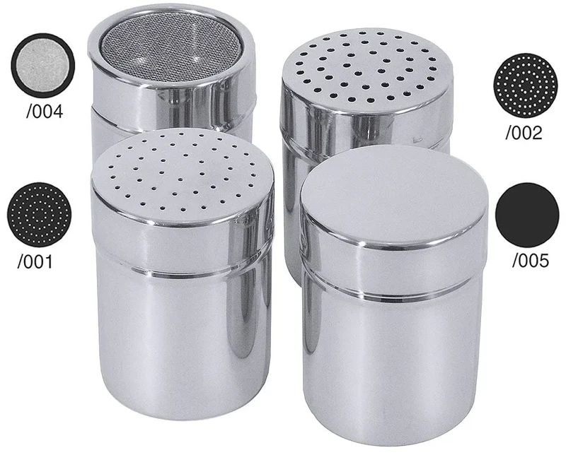 Boîte à épices à grille, en acier inoxydable 18/10, 0,15 Lt., diamètre 6 cm, hauteur 7,5 cm