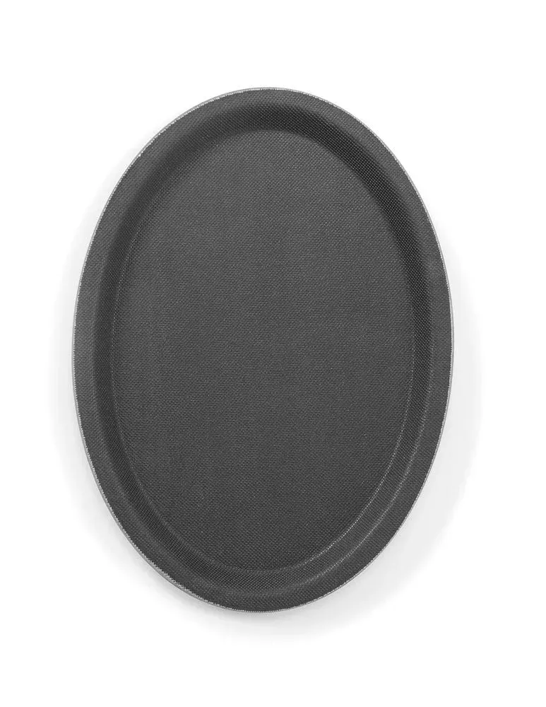 Plateau de service Rubberform ovale, noir, 200 x 265 mm