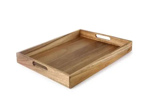 Plateau room service en acacia de style champêtre 45 X 35 cm