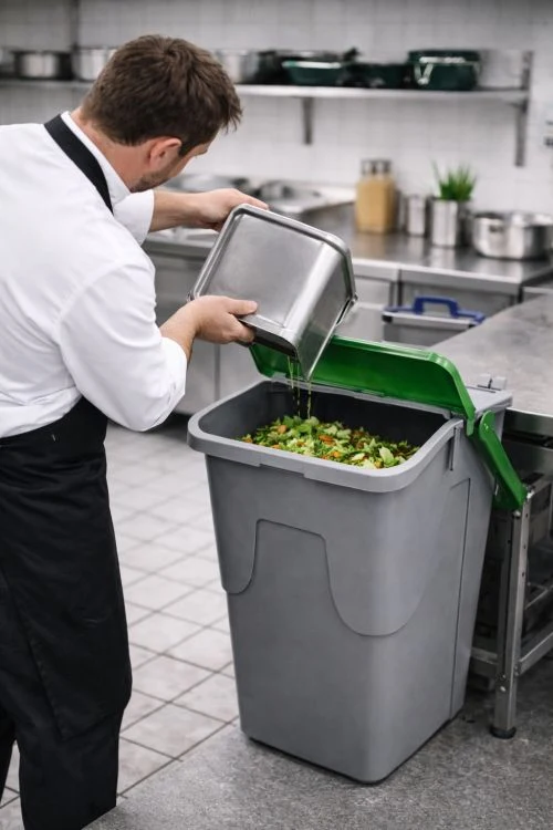 Collecteur pour dechets organiques à couvercle basculant