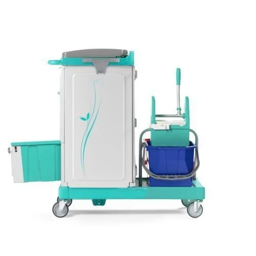 Chariot d’entretien et lavage avec tiroir sécurisé – Tri sélectif