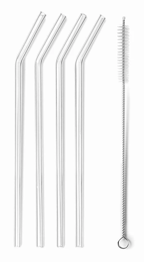 Pailles réutilisables en verre avec 1 brosse Pro – Lot de 4