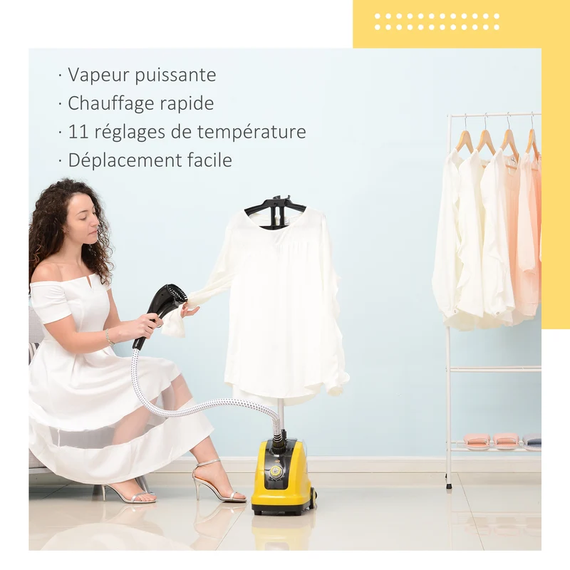 Défroisseur vapeur vertical habits 26 x 22 x 29 cm 11 niveaux température préchauffage 38s moderne en plastique jaune 21_0005950