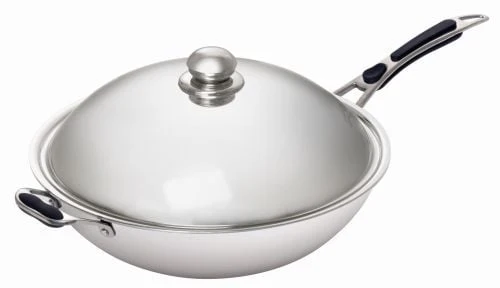 Sauteuse wok inox avec couvercle – Compatible induction, 6 L