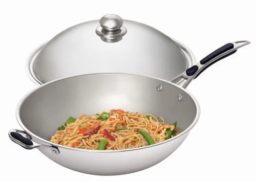 Sauteuse wok inox avec couvercle – Compatible induction, 6 L
