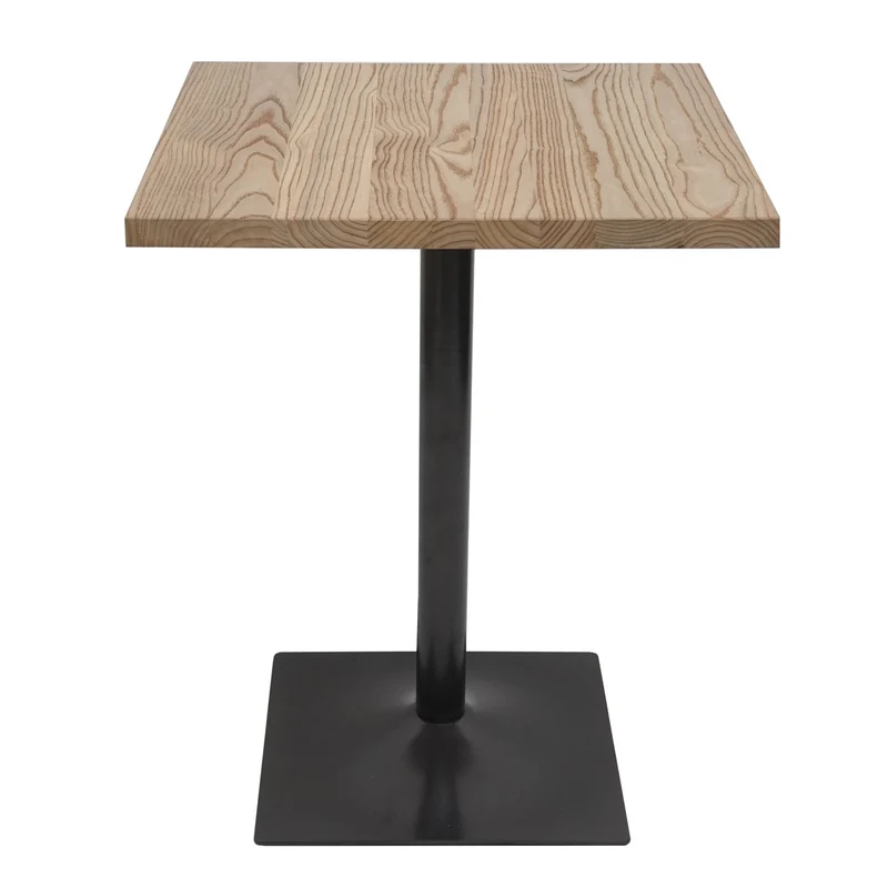 Table de bistro comptoir bistro design industriel en métal et bois d'orme marron clair 70x70 cm 04_0008523