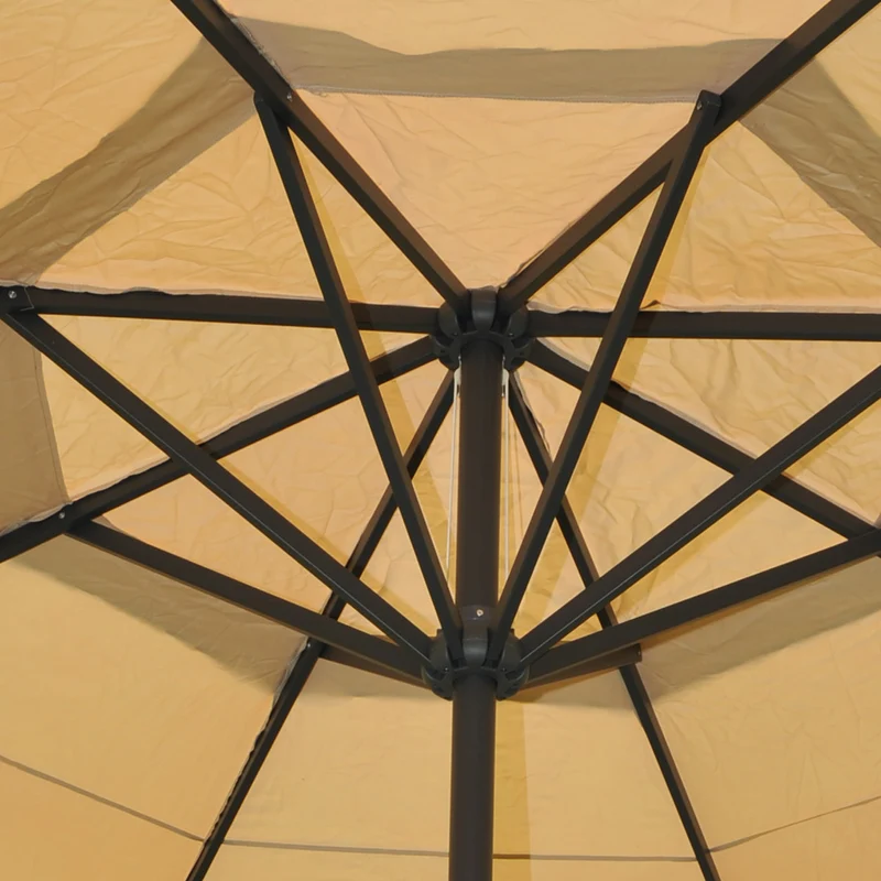 Parasol de restauration avec volant Ø 5m polyester/aluminium 28kg crème sans pied 04_0003867