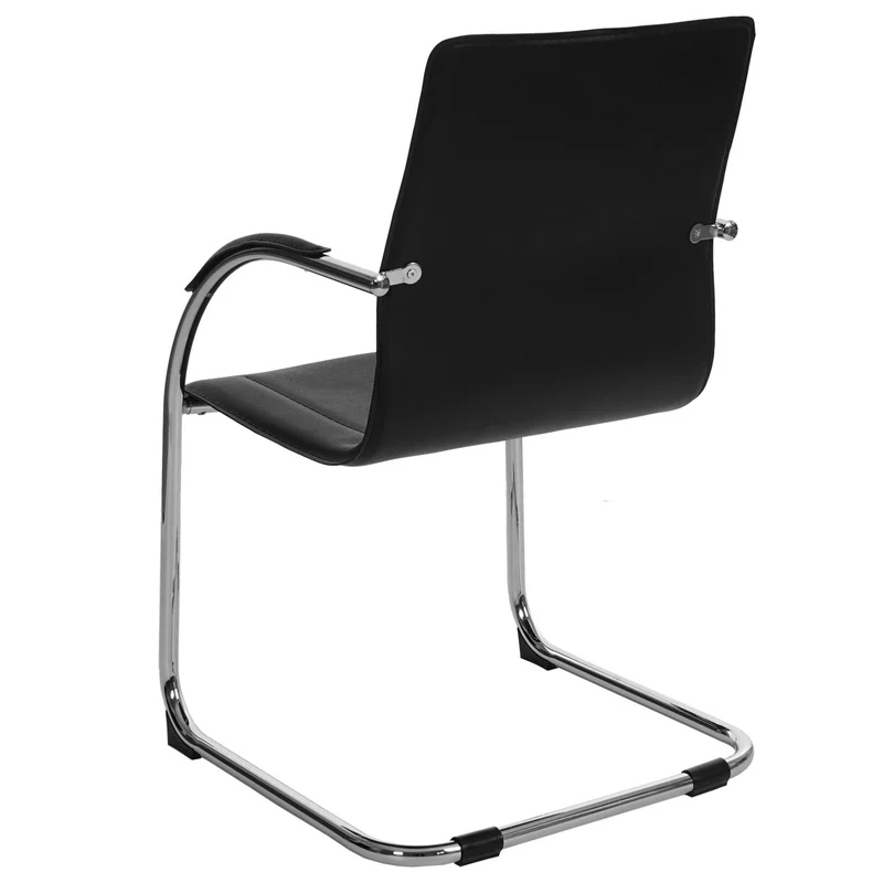 Chaise de salle à manger bureau avec accoudoirs en PVC base chromée 04_0006355