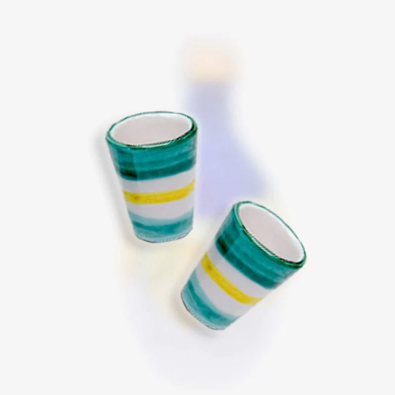 Dolceterra N°2 Handmade 'Stripy of Sorrento' Terracotta Glasses