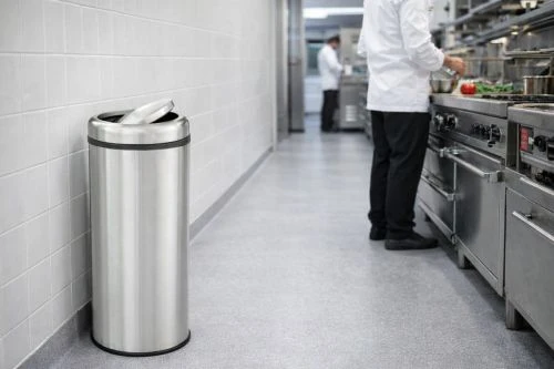 Poubelle Inox 50 L avec couvercle basculant et bac amovible