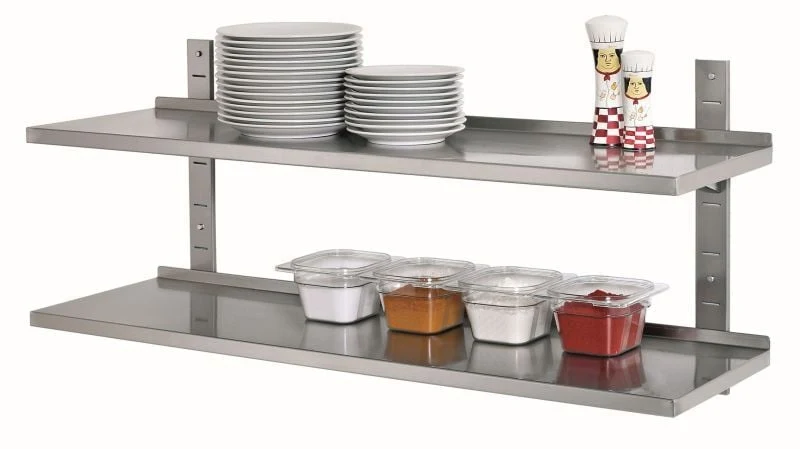 Étagère murale double inox en cuisine