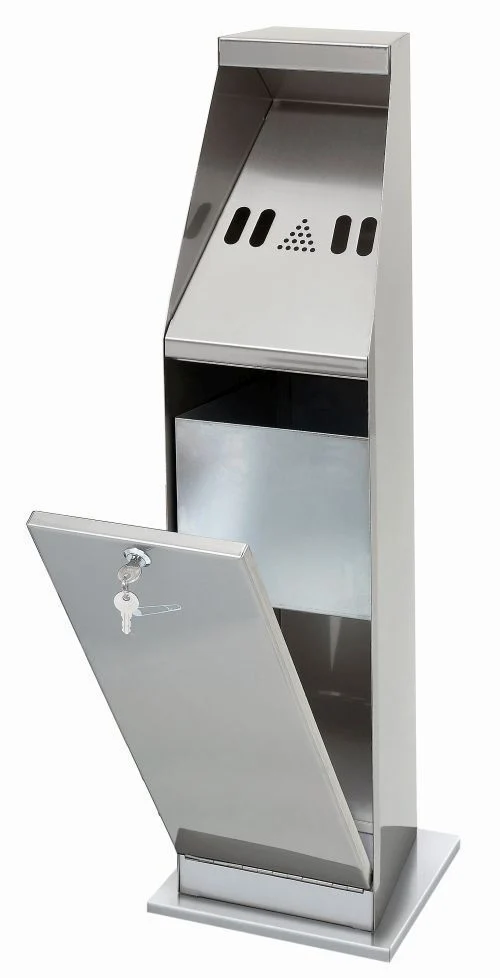 Collecteur de mégots sur colonne en inox – sécurisé