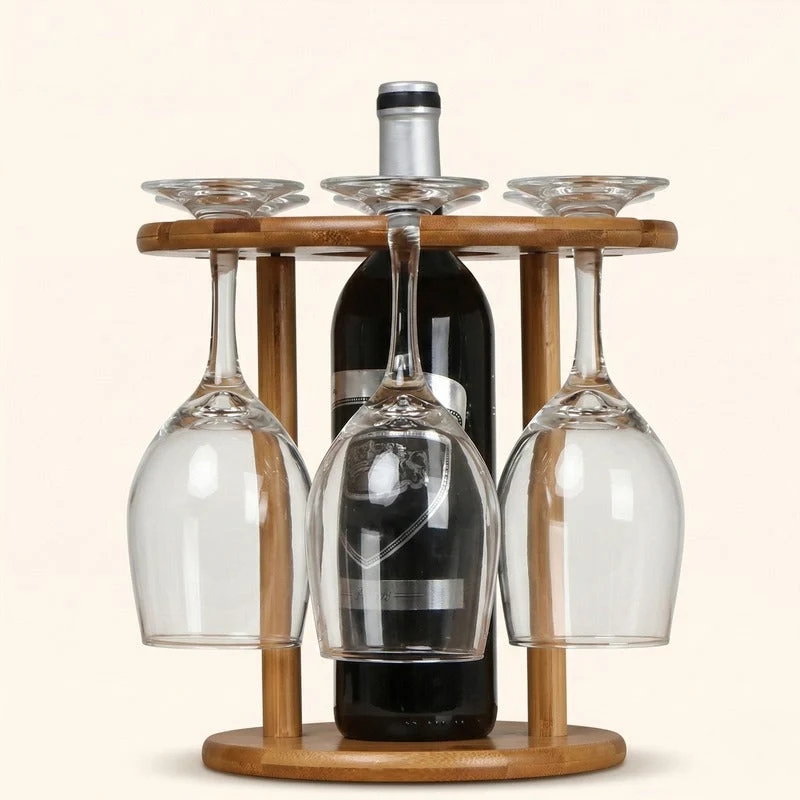 Porte bouteille et verre en bois Cauda