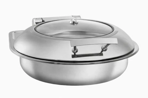 Chafing dish rond inox avec couvercle amovible à fermeture douce