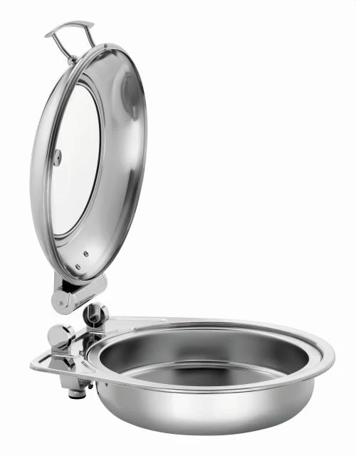 Chafing dish rond inox avec couvercle amovible à fermeture douce