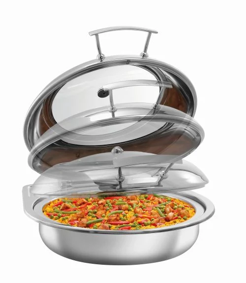 Chafing dish rond inox avec couvercle amovible à fermeture douce