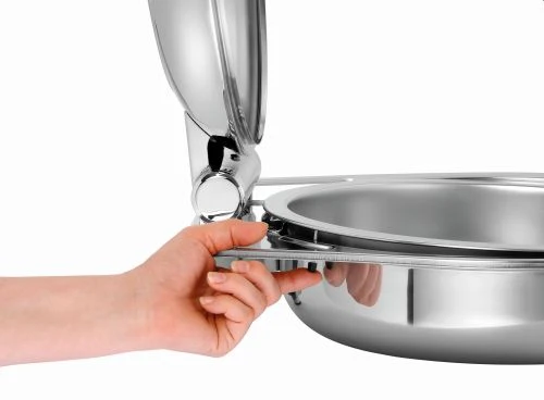 Chafing dish rond inox avec couvercle amovible à fermeture douce