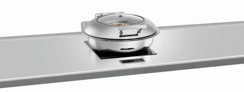 Chafing dish rond inox avec couvercle amovible à fermeture douce