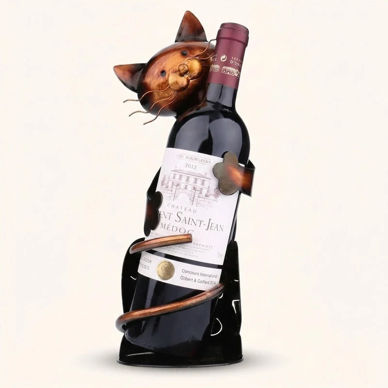 Porte bouteille chat metal Helix