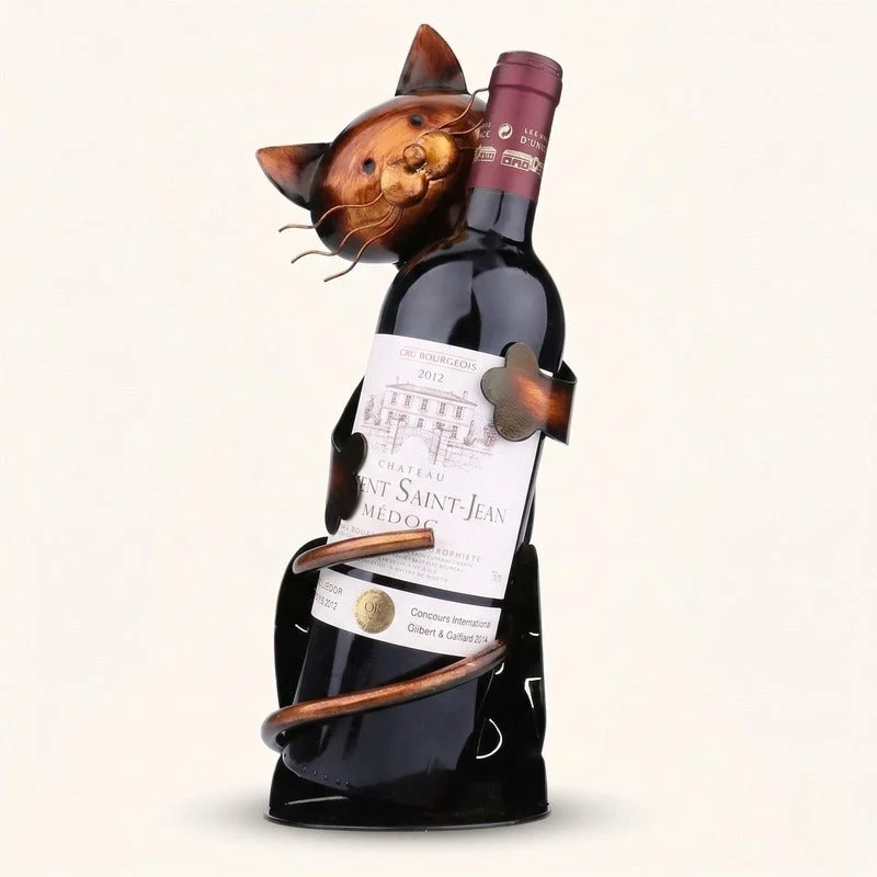 Porte bouteille chat metal Helix