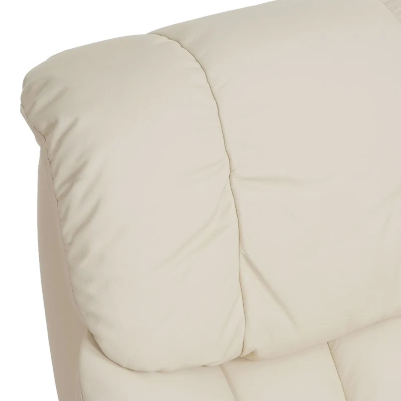 Fauteuil de relaxation TV repose-pieds avec compartiment rangement en cuir véritable crème 04_0003663
