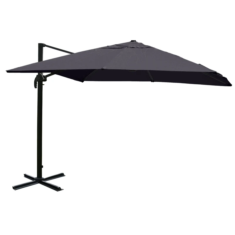 Parasol déporté 3x4 m pivotant 360° avec base croisée aluminium acier polyester résistant anthracite 04_0010310