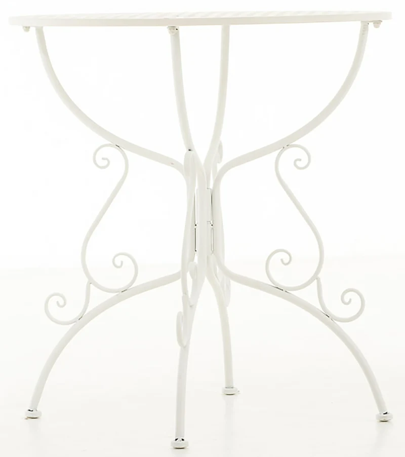 Table de jardin ronde en fer forgé Amanda métal métal blanc 10_0004005