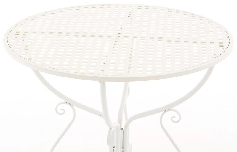 Table de jardin ronde en fer forgé Amanda métal métal blanc 10_0004005