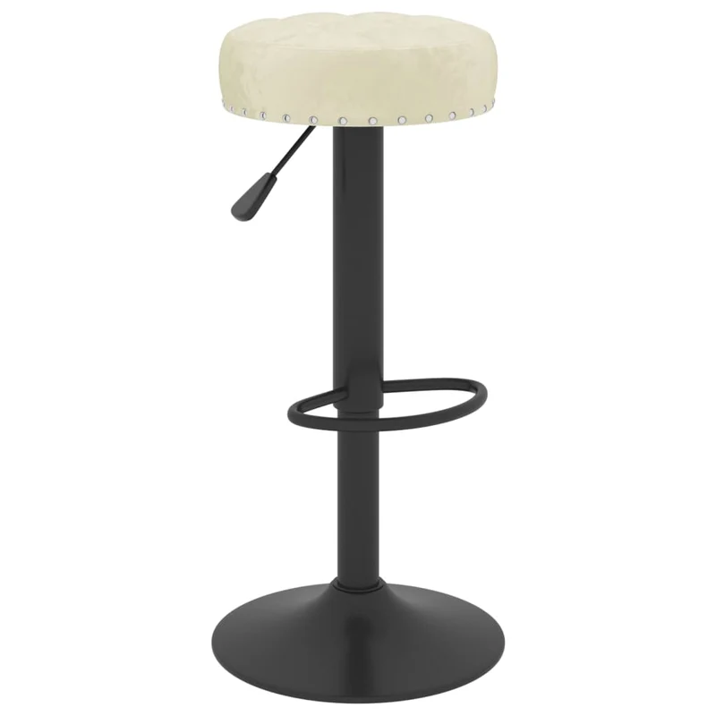 Lot de 2 tabourets de bar chaises hautes avec repose-pied intégré en velours crème DEC029668