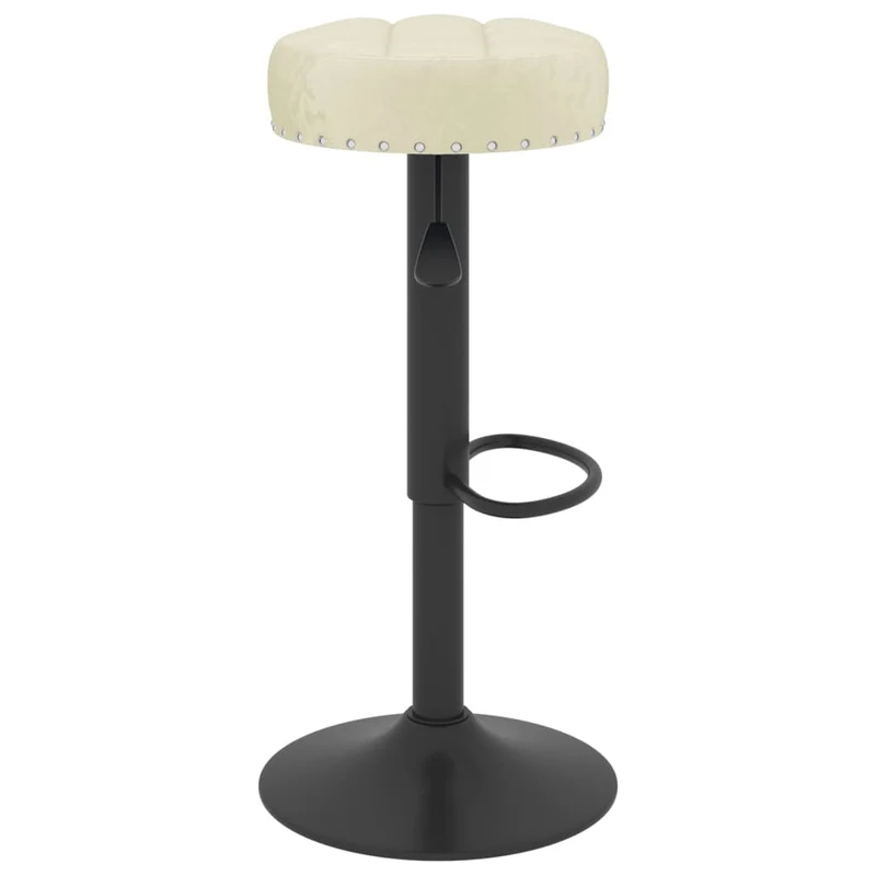 Lot de 2 tabourets de bar chaises hautes avec repose-pied intégré en velours crème DEC029668