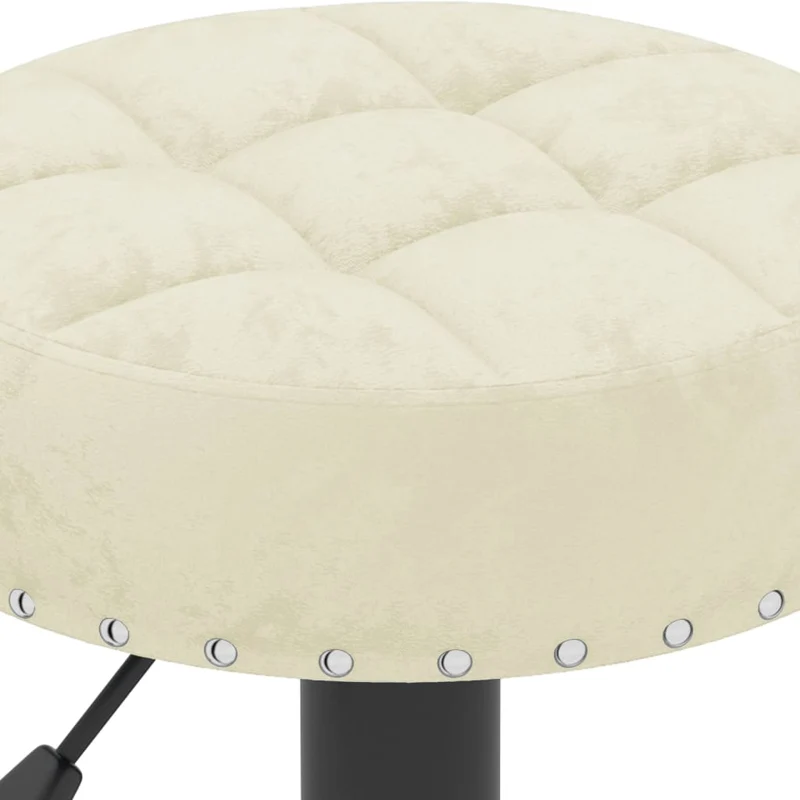Lot de 2 tabourets de bar chaises hautes avec repose-pied intégré en velours crème DEC029668