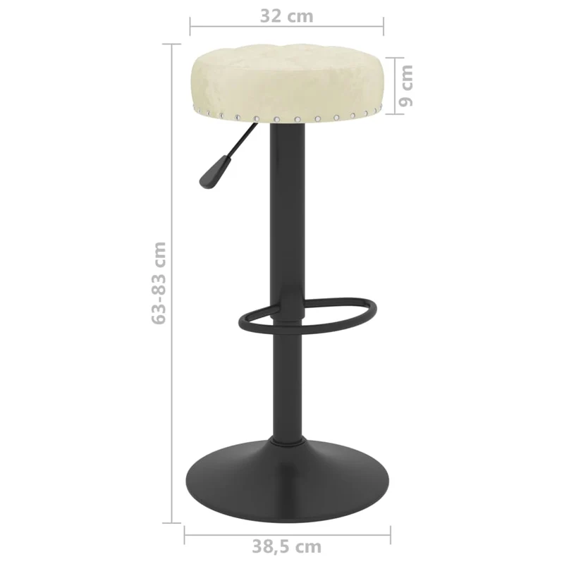 Lot de 2 tabourets de bar chaises hautes avec repose-pied intégré en velours crème DEC029668