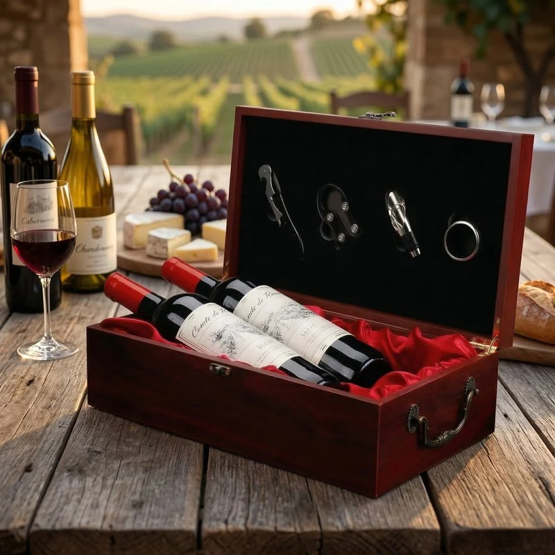 Boite en bois bouteille de vin Vinarius